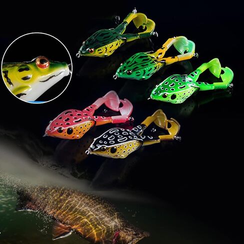 طُعم ضفدع مياه علوية من 5 قطع من لينابي، مجموعة طُعم الصيد الناعم مع صندوق معالجة لرأس ثعبان الباس وكلب المسكي in Kuwait