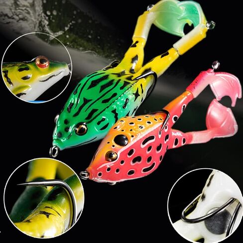 طُعم ضفدع مياه علوية من 5 قطع من لينابي، مجموعة طُعم الصيد الناعم مع صندوق معالجة لرأس ثعبان الباس وكلب المسكي in Kuwait