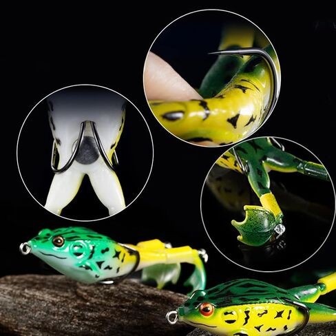طُعم ضفدع مياه علوية من 5 قطع من لينابي، مجموعة طُعم الصيد الناعم مع صندوق معالجة لرأس ثعبان الباس وكلب المسكي in Kuwait