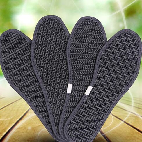 Bamboo Charcoal Shoe Insoles Mesh Insoles Sweat Absorbent Anti Odor Shoe Inserts Pads for Men Women Sports Running Black 2 Pairs Size 44 in Saudi Arabia