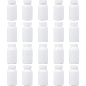 Small Pill Containers 20pcs 50ml Empty Plastic Pill Bottles Small Medicine Bottles with Caps Portable Solid Storage Container for Home Travel Pill Sample Bottles