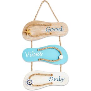 Good Vibes Only Sign Wooden Flip Flop Beach Décor, Nautical-Inspired Hanging Sign for Homes, Summer Displays, Ocean-Themed Residences, Vacation Properties, Office Spaces (9x12 in) in Saudi Arabia