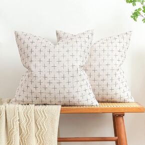 MIULEE Pack of 2 Decorative Burlap Linen Throw Pillow Covers Modern Farmhouse Pillowcase Rustic Woven Textured Cushion Cover for Sofa Couch Bed 12x20 Inch Army Green in Kuwait