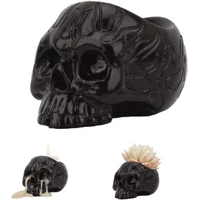 حامل شموع على شكل جمجمة من طراز القوطي وحامل شموع على شكل جمجمة وهيكل عظمي من الراتينج الشمعدان الحرف الشمعدان للحفل بعيد الهالوين والكريسماس ومخيف تزيين المنزل in Kuwait