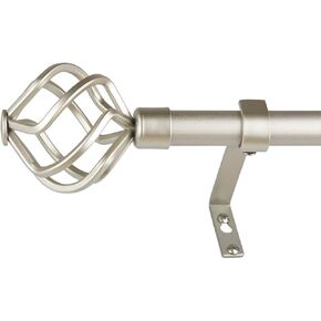 Window Curtain Rod, Window Treatment Rod Set, 86 to 120 Inch Decorative Curtain Rod With Twisted Cage Finials, Apply to Bathroom Kitchen Bedroom Window, Champagne