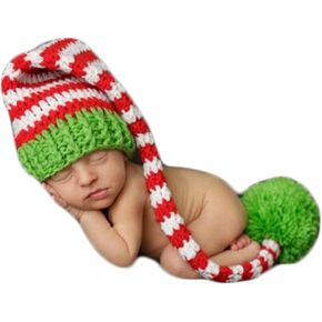 الوليد التصوير الدعائم زي صبي فتاة الكروشيه حك ملابس عيد الميلاد قبعة مخططة طويلة الطفل صور تبادل لاطلاق النار الدعائم in Kuwait