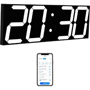 ساعة حائط رقمية LED من CHKOSDA، أرقام 6 بوصة وساعة عد تنازلي كبيرة الحجم، جهاز تحكم عن بعد/تحكم في التطبيق، وقت المزامنة التلقائية والتحكم في المجموعة (أحمر) in Kuwait