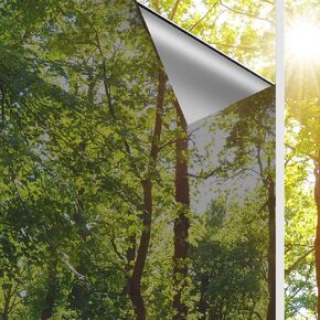 Kromapolis Window Film, One Way Mirror Window Film Privacy Day and Night, Sun Blocking Reflective Decorative Glass Film, Heat Control Anti UV Non-Adhesive (Silver, 17.5 Inch x 6.5 Feet)