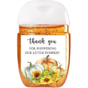 Buerhanerry 90 Pumpkin Baby Shower Hand Sanitizer Labels ، Little Pumpkin is on The Way, Fall Pumpkin Baby Shower Favors, Thank You Stickers in Kuwait