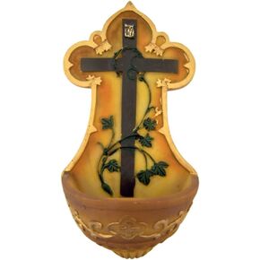 CB Crown of Thorns Cross with Vines Resin Holy Water Font, 5 1/4 Inch in Saudi Arabia