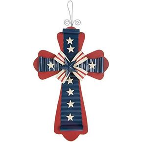 Patriotic Wooden Wall Cross Home Decoration Indoor Outdoor 4th of July in Kuwait