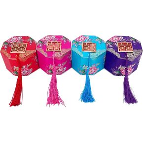 صندوق حلوى Lorigun على الطراز الصيني صندوق حلوى الزفاف الخشبي صندوق مزدوج Xi Word هو صندوق مثمن احتفالي ميمون ومتمني صندوق هدايا صندوق حلويات خشبي مجوف مع شرابات لمفضلات الزفاف 10 قطع in Kuwait