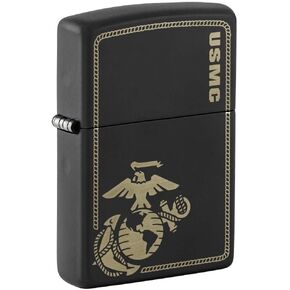 ولاعة Zippo: شعار مشاة البحرية الأمريكية مع حدود، منقوش - أسود غير لامع 81258 in Kuwait