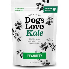 Dogs Love Us Kale Dog Treats, Crunchy Pet Snacks, Wheat Soy and Gluten-Free, Peanutty Peanut Butter Recipe, 6 oz. Bag (DLK-00014) in Saudi Arabia