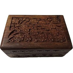 جرة تذكارية منقوشة بالزهور من إيرثلي هوم، جرة خشبية للإنسان، جرة حرق جنازة للرماد، جرة كلب للقطط، صندوق الجرار للأطفال والرجال البالغين، جرة رماد الكلاب - صغيرة جدًا (6 × 4 × 2.5 بوصة)، in Kuwait