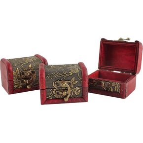 TBWHL 3 قطع صندوق صدر كنز خشبي عتيق، صندوق كنز للأطفال، صناديق تخزين مجوهرات مزخرفة مع أغطية، صندوق كنز لجوائز الأطفال in Kuwait