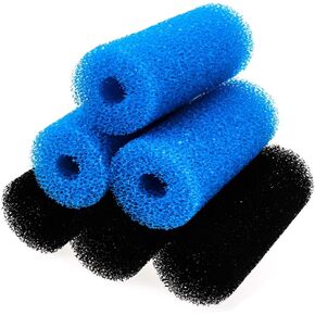 Xiaoyztan 6Pcs 3.0 x 2.5 Inch Aquarium Pre-Filter Sponges Foam Filter Cartridges with 0.8" Hole Diameter (Blue & Black) in Saudi Arabia