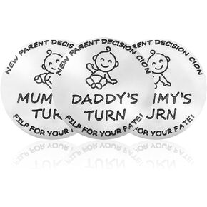Huwane New Parent Decision Coin Flip لمصيرك، دور الأم أو دور الأب، هدية طفل جديد للأب والحمل هدية للأم للزوجة، الزوج، عيد الأم، عيد الأب، عيد الشكر، عيد الميلاد (1)