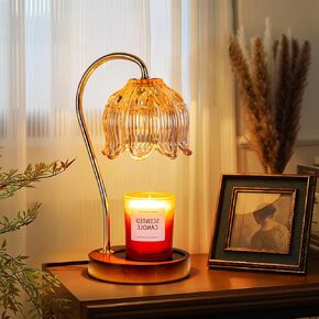 liibodi Candle Warmer Lamp,Electric Candle Lamp Warmer,Dimmable Candle Lamp,Candle Holders for Home Decor,with Timing Function,with 2 Bulbs,with Scented Candle,(Wooden Base, Lily) in Saudi Arabia
