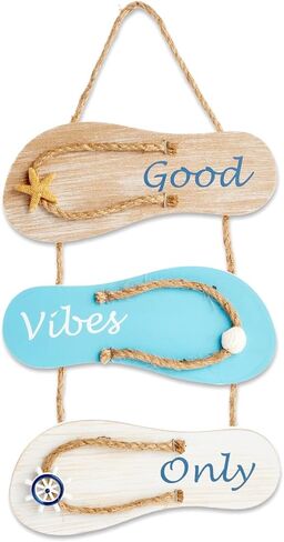 يوفيل لافتة حائط خشبية معلقة لديكور الشاطئ، Good Vibes Only (9 × 16 انش) in Saudi Arabia