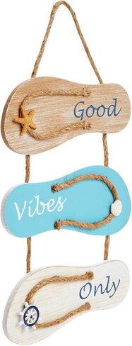 يوفيل لافتة حائط خشبية معلقة لديكور الشاطئ، Good Vibes Only (9 × 16 انش) in Saudi Arabia