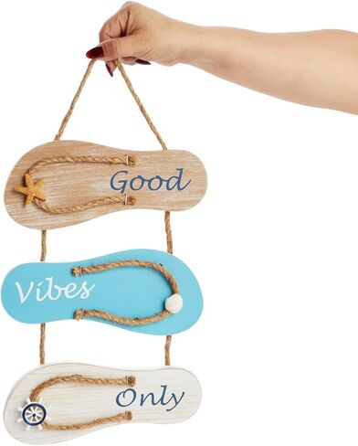 يوفيل لافتة حائط خشبية معلقة لديكور الشاطئ، Good Vibes Only (9 × 16 انش) in Saudi Arabia