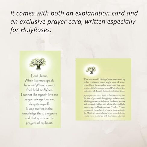 Olive Wood Comfort Cross Keyring -Holding Cross - Prayer Cross Handheld Design - Fits Comfortably in Your Hand - With Explanation Card and Psalm 23 - Expertly Crafted in Bethlehem in Kuwait