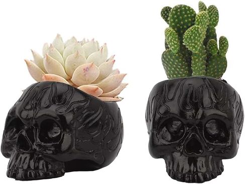 حامل شموع على شكل جمجمة من طراز القوطي وحامل شموع على شكل جمجمة وهيكل عظمي من الراتينج الشمعدان الحرف الشمعدان للحفل بعيد الهالوين والكريسماس ومخيف تزيين المنزل in Kuwait