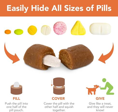 أكياس حبوب الدواء للكلاب، بنكهة الدجاج - سهلة التشكيل وإخفاء علاجات أدوية الحيوانات الأليفة والحبوب والأدوية والكبسولات، مصنوعة من مكونات طبيعية - مليئة بالنكهات التي تحبها الكلاب in Kuwait
