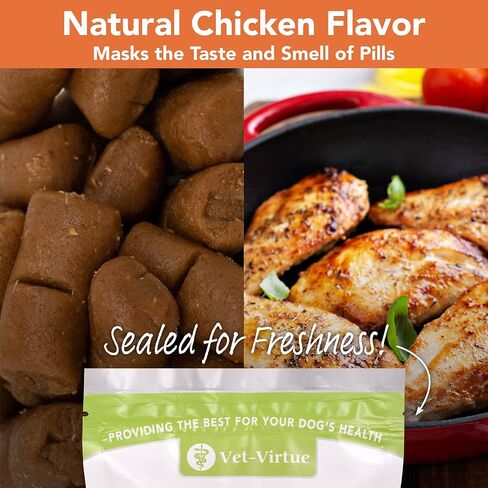 أكياس حبوب الدواء للكلاب، بنكهة الدجاج - سهلة التشكيل وإخفاء علاجات أدوية الحيوانات الأليفة والحبوب والأدوية والكبسولات، مصنوعة من مكونات طبيعية - مليئة بالنكهات التي تحبها الكلاب in Kuwait
