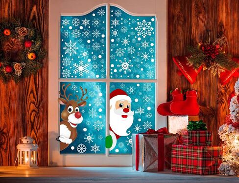 Ergou Youth Christmas Snowflake Window Cling Stickers White Snowflake Window Decals-Snowflake Window Clings for Santa Reindeer Christmas Window Clings Decorations 274 PCS(6 Sheets), 11x17in in Saudi Arabia