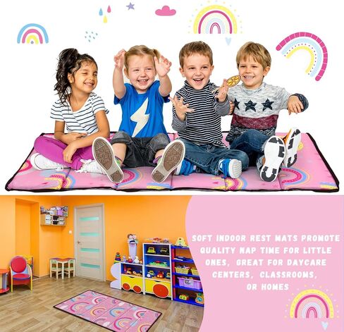 Ceenna Toddler Mat for Preschool Daycare Folding Portable Sleeping Mat 45.3 x 19.7 x 0.6 Inches Portable Toddler Rest Mat for Boys Girls Kindergarten Classroom Travel Home School Supply in Kuwait