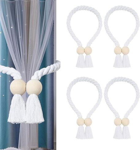 4 عبوات من أربطة الستارة المغناطيسية، حامل منسوج مريح لستائر النوافذ، عقد ستائر، أربطة ستائر، ظهر 16 بوصة in Kuwait