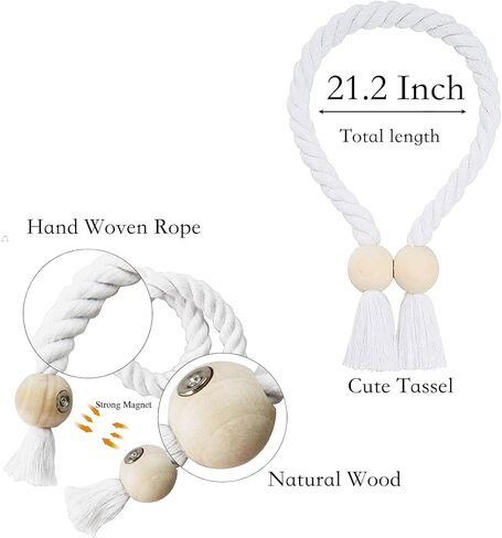 4 عبوات من أربطة الستارة المغناطيسية، حامل منسوج مريح لستائر النوافذ، عقد ستائر، أربطة ستائر، ظهر 16 بوصة in Kuwait