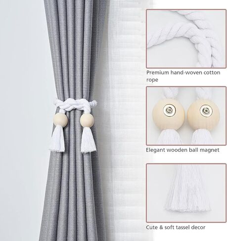 4 عبوات من أربطة الستارة المغناطيسية، حامل منسوج مريح لستائر النوافذ، عقد ستائر، أربطة ستائر، ظهر 16 بوصة in Kuwait