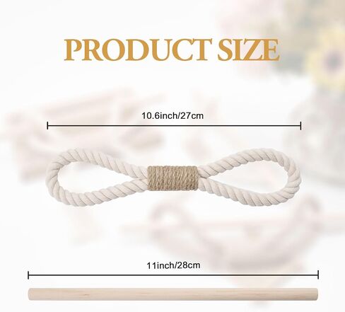 NICEEC 2 Pack Natural Cotton Rope Curtain Tiebacks Boho Rustic Style Decorative Drape Tie Backs Farmhouse Hand-Woven Rope Curtain Holdbacks with Wood Club for Home & Office Drapery (Cotton knot-Beige) in Saudi Arabia