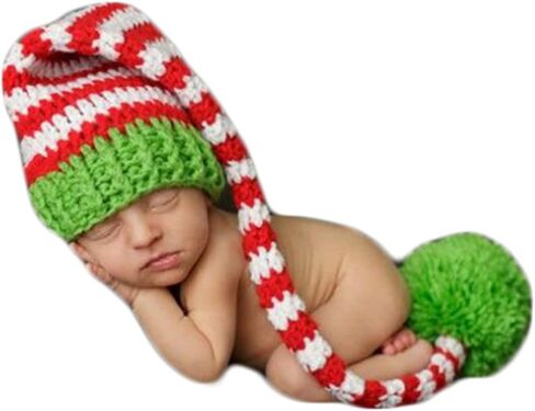 الوليد التصوير الدعائم زي صبي فتاة الكروشيه حك ملابس عيد الميلاد قبعة مخططة طويلة الطفل صور تبادل لاطلاق النار الدعائم in Kuwait