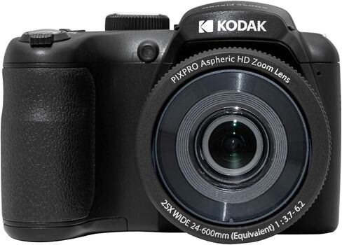 حزمة كاميرا رقمية Kodak PIXPRO AZ255 Astro Zoom 16 ميجابكسل (أسود) مع بطاقة SD كوداك 32 جيجابايت وبطاريات AA (4 عبوات) (3 قطع) in Saudi Arabia