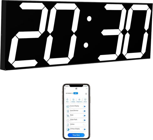 ساعة حائط رقمية LED من CHKOSDA، أرقام 6 بوصة وساعة عد تنازلي كبيرة الحجم، جهاز تحكم عن بعد/تحكم في التطبيق، وقت المزامنة التلقائية والتحكم في المجموعة (أحمر) in Kuwait