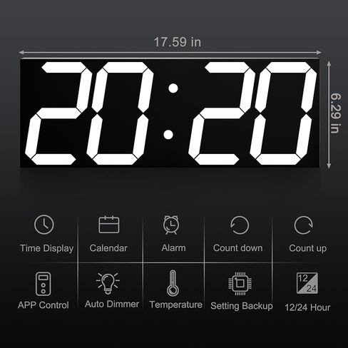 ساعة حائط رقمية LED من CHKOSDA، أرقام 6 بوصة وساعة عد تنازلي كبيرة الحجم، جهاز تحكم عن بعد/تحكم في التطبيق، وقت المزامنة التلقائية والتحكم في المجموعة (أحمر) in Kuwait