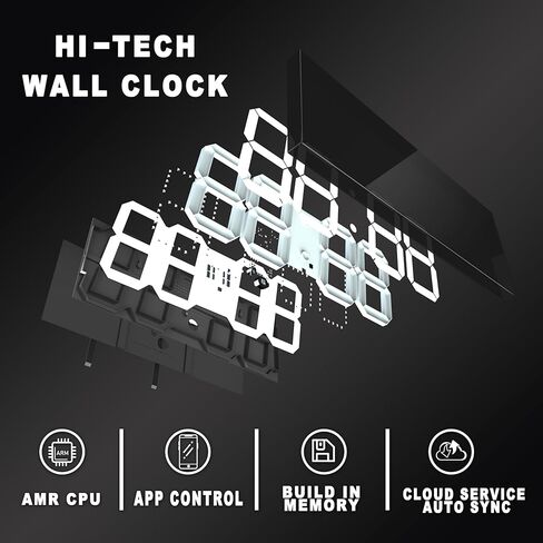ساعة حائط رقمية LED من CHKOSDA، أرقام 6 بوصة وساعة عد تنازلي كبيرة الحجم، جهاز تحكم عن بعد/تحكم في التطبيق، وقت المزامنة التلقائية والتحكم في المجموعة (أحمر) in Kuwait