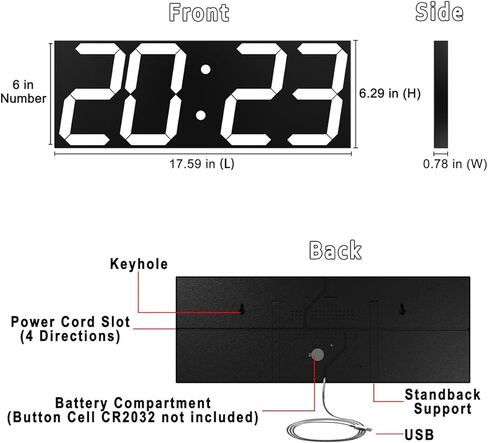 ساعة حائط رقمية LED من CHKOSDA، أرقام 6 بوصة وساعة عد تنازلي كبيرة الحجم، جهاز تحكم عن بعد/تحكم في التطبيق، وقت المزامنة التلقائية والتحكم في المجموعة (أحمر) in Kuwait