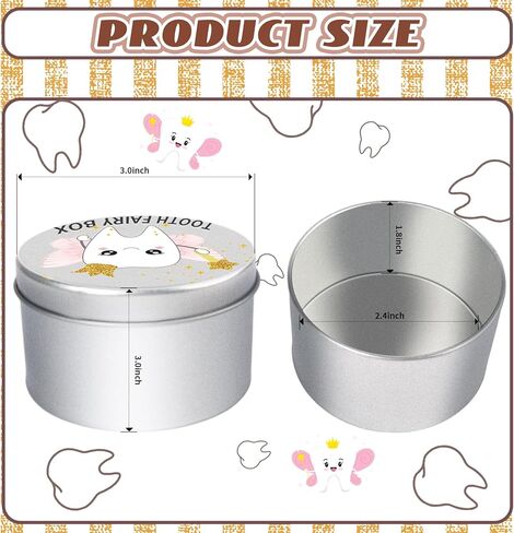 2Pcs Tooth Fairy Box for Boys and Girls, Metal Baby Tooth Box, Lost Baby Teeth Holder, Baby Tooth Keepsake Storage Box, Kids First Teeth Keepsake Box for Lost Teeth Children,Newborn Baby Birthday and in Kuwait