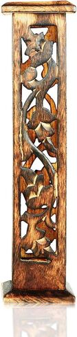 عصا بخور خشبية وموقد مخروطي، برج كبير عضوي صديق للبيئة، حامل الرماد Agarbatti، طراز ريفي منحوت يدويًا للتأمل، منتجات العطور المنزلية للعلاج العطري (لمسة نهائية طبيعية) in Kuwait
