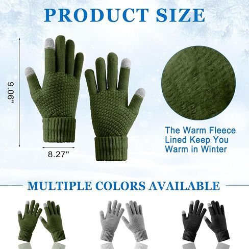 6 Pieces Women Winter Beanie Hat Gloves Set, Thick Warm Knitted Skull Cap Touchscreen Gloves Unisex in Saudi Arabia