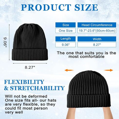 6 Pieces Women Winter Beanie Hat Gloves Set, Thick Warm Knitted Skull Cap Touchscreen Gloves Unisex in Saudi Arabia