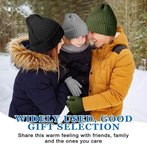 6 Pieces Women Winter Beanie Hat Gloves Set, Thick Warm Knitted Skull Cap Touchscreen Gloves Unisex in Saudi Arabia