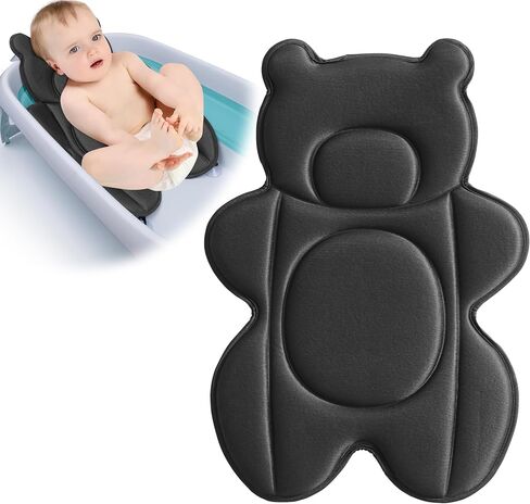 Rezlli Infant Baby Bath Cushion,Fits Inside Most Baby Bathtubs, Breathable Soft Baby Bath Support Seat,Baby Bath Pad Bath Pillow for Bathtub,Newborn Bath Mat with 4 Suction Cups,Black in Saudi Arabia