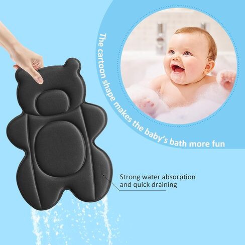 Rezlli Infant Baby Bath Cushion,Fits Inside Most Baby Bathtubs, Breathable Soft Baby Bath Support Seat,Baby Bath Pad Bath Pillow for Bathtub,Newborn Bath Mat with 4 Suction Cups,Black in Saudi Arabia