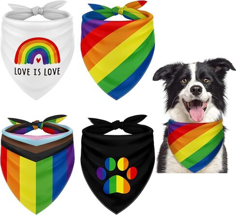 Whaline Rainbow Dog Bandanas Love is Love Pride Triangle Bibs Rainbow Dog Scarf Reversible Double-Sided Pet Neckerchief for Small Medium Large Pet Cat Dog Pride Day Costume Accessories, 4 Pack in Saudi Arabia